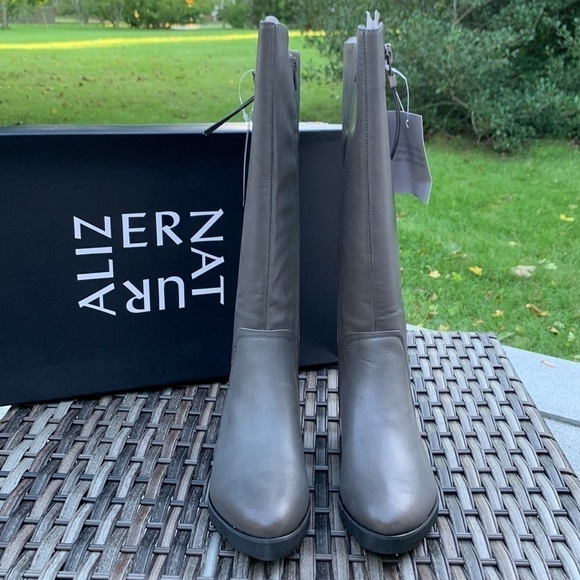Naturalizer gael dark grey wide calf leather boots - Picture 7 of 16